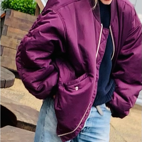 The Frankie Shop Astra Bomber Jacket - Royal Purple - Picture 1 of 6